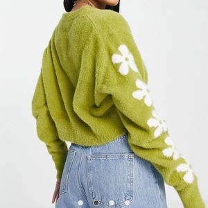 Levi's | Sweaters | Levis Nwt Audrey Daisy Floral Sleeve Sz Sm Moss Green  Super Soft Cardigan | Poshmark